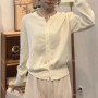 Spring Summer Thin Knitting Cardigans Women Korean Round Neck Single Breasted Cardigan Coats Woman Basic Solid Color Cardigan