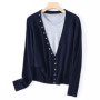 WinvyNee Women's Two Piece Fine Wool Cardigan Deep V Neck Slim Fit Stylish Cool Soft Breathable Spring Summer Knitwear ZB1677003