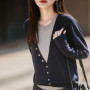 WinvyNee Women's Two Piece Fine Wool Cardigan Deep V Neck Slim Fit Stylish Cool Soft Breathable Spring Summer Knitwear ZB1677003