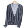 WinvyNee Women's Two Piece Fine Wool Cardigan Deep V Neck Slim Fit Stylish Cool Soft Breathable Spring Summer Knitwear ZB1677003