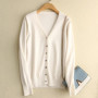 YSZWDBLX Spring Autumn Women Cardigans Single Breasted V-neck Solid Knitted Sweater Slim Female White Cardigans Casual Outerwear