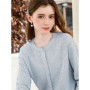 I BELIEVE YOU Blue Jacquard Wool Knitted Cardigan 2025 Autumn Elegant O-neck with Pearl Embellishment Chic Cardigans 2253146080