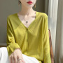 Women's Cardigans 2026 Thin Summer Single Breasted V-neck Loose Knitted Sweater Fashion Solid Tops Ice Silk Outerwears Jumpers