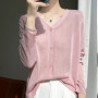 Women's Cardigans 2026 Thin Summer Single Breasted V-neck Loose Knitted Sweater Fashion Solid Tops Ice Silk Outerwears Jumpers