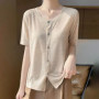 Women's White Button-Down T-Shirt Short Sleeve Casual Loose Fit Asymmetrical Hem Top