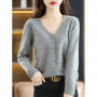 2026 Women Cardigans Long Sleeve Knitted Outerwear Solid Thin Spring Autumn Sweaters V-neck Knitwears Korean Fashion Cardigans