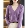 2026 Women Cardigans Long Sleeve Knitted Outerwear Solid Thin Spring Autumn Sweaters V-neck Knitwears Korean Fashion Cardigans