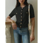 Fashion Short Sleeve Knitted T shirt Women O neck Leisure Slim Cardigan Tops Chic Solid Spring Summer Women Sweater T shirt
