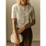 Fashion Short Sleeve Knitted T shirt Women O neck Leisure Slim Cardigan Tops Chic Solid Spring Summer Women Sweater T shirt