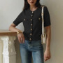 Fashion Short Sleeve Knitted T shirt Women O neck Leisure Slim Cardigan Tops Chic Solid Spring Summer Women Sweater T shirt