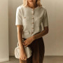 Fashion Short Sleeve Knitted T shirt Women O neck Leisure Slim Cardigan Tops Chic Solid Spring Summer Women Sweater T shirt