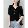 2023 Cardigan Women Solid Thin Summer Short Sleeve All-match Fashion Casual Elegant Female Daily Retro New Simple O-neck ZY7766