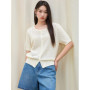 DUSHU Pure Color Round Neck Knit Cardigan 2025 Summer Loose Fit Office Commute Versatile Styling Essential Short Sleeve Cardigan