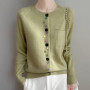 2025 New Fashion Spring O-neck Long Sleeve Cardigan Women's 100 Merino Wool Sweater Cardigan Color Button Knit Top Women's