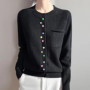2025 New Fashion Spring O-neck Long Sleeve Cardigan Women's 100 Merino Wool Sweater Cardigan Color Button Knit Top Women's