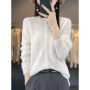 2025 New Fashion Women Sweater Spring 100 Pure Merino Wool Cardigan O-collar Jacket Female Clothing Grace Knitwear Tops