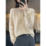 2025 New Fashion Women Sweater Spring 100 Pure Merino Wool Cardigan O-collar Jacket Female Clothing Grace Knitwear Tops