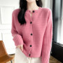 Fall/Winter 100 Merino Wool Sweater Women's O-neck Cardigan Soft Long Sleeve Sweater High Quality Korean Top