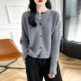 Fall/Winter 100 Merino Wool Sweater Women's O-neck Cardigan Soft Long Sleeve Sweater High Quality Korean Top