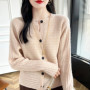 Fall/Winter 100 Merino Wool Sweater Women's O-neck Cardigan Soft Long Sleeve Sweater High Quality Korean Top