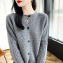 Fall/Winter 100 Merino Wool Sweater Women's O-neck Cardigan Soft Long Sleeve Sweater High Quality Korean Top