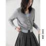 CHIC VEN Women Cardigan Casual V-neck Single Breasted Contrast Female Knitted Sweaters Long Sleeved Jumpers Spring Autumn