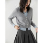CHIC VEN Women Cardigan Casual V-neck Single Breasted Contrast Female Knitted Sweaters Long Sleeved Jumpers Spring Autumn