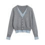 CHIC VEN Women Cardigan Casual V-neck Single Breasted Contrast Female Knitted Sweaters Long Sleeved Jumpers Spring Autumn