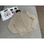 Women's solid color round neck long sleeve linen knitted cardigan
