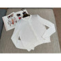 Women's solid color round neck long sleeve linen knitted cardigan
