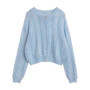 CHIC VEN Female Cardigan Loose Casual Mohair Hollow Knitted Sweaters Female Short Jumpers Spring Summer 2025 Tops