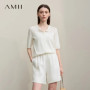 Amii Women's Cardigan 2026 Summer New O- Neck Knit Lace Patchwork Top Elegant Office Short Sleeve Open Front Sweater 12622065