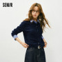 Semir Cardigan Women 2026 Spring Detachable Plaid Collar Casual Basic Fashion Tops Sweater For Party