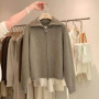 Zipper 100 pure cashmere cardigan ladies knitted coat thickened sweater lapel loose autumn and winter.