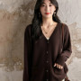 WinvyNee Women's Pure Cotton Solid Color Deep V Neck Cardigan Long Sleeve With Pocket Soft Comfy Casual Loose Fit Daily B1092014