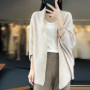 Women New 100 Merino Wool Cardigan Sweater Batwing Sleeve Shawl Loose Cashmere Knitwear Autumn Winter Soft Cozy Tops Clothing