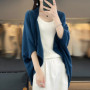 Women New 100 Merino Wool Cardigan Sweater Batwing Sleeve Shawl Loose Cashmere Knitwear Autumn Winter Soft Cozy Tops Clothing