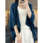 Women New 100 Merino Wool Cardigan Sweater Batwing Sleeve Shawl Loose Cashmere Knitwear Autumn Winter Soft Cozy Tops Clothing