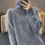 100 pure cashmere sweater for women in autumn and winter,high-end loose soft waxy winter thickened pit bottom sweater