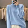100 pure cashmere sweater for women in autumn and winter,high-end loose soft waxy winter thickened pit bottom sweater