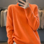 100 pure cashmere sweater for women in autumn and winter,high-end loose soft waxy winter thickened pit bottom sweater