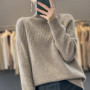 100 pure cashmere sweater for women in autumn and winter,high-end loose soft waxy winter thickened pit bottom sweater