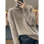 100 pure cashmere sweater for women in autumn and winter,high-end loose soft waxy winter thickened pit bottom sweater