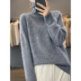 100 pure cashmere sweater for women in autumn and winter,high-end loose soft waxy winter thickened pit bottom sweater