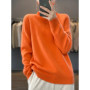 100 pure cashmere sweater for women in autumn and winter,high-end loose soft waxy winter thickened pit bottom sweater
