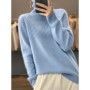 100 pure cashmere sweater for women in autumn and winter,high-end loose soft waxy winter thickened pit bottom sweater