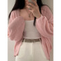 2026 Thin White Cardigan Women Summer Sunscreen Lace-up Knitwear Tops Lady Korean Style Casual Long Sleeve Sun Protected Top