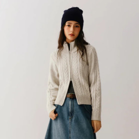 Semir Knitted Cardigan Women Slim Fit Square Shoulder Gentle Series 2024 New Winter