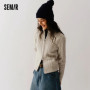 Semir Knitted Cardigan Women Slim Fit Square Shoulder Gentle Series 2024 New Winter