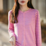 WinvyNee Women's Spring Fine Wool Knitted Cardigan Striped Crew Neck Long Sleeve Fashionable Designed Casual Outwear ZB1497001